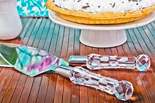 Wedding Cake Serving Set Hand Painted with Swarovski Crystals and Pearls
