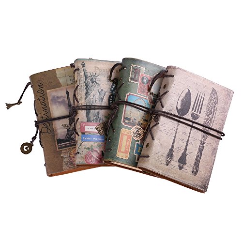 Leather Journal Notebook, MALEDEN Vintage Travel Journal for Women Refillable Sketchbook Diary Planner with Unlined Pages and Zipper Pocket