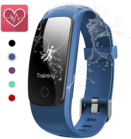 KEDA Fitness Tracker: Heart Rate Monitor Wireless Bluetooth Smart Wristband Bracelet with IP67 Waterproof Fitness Watch for Android &amp; IOS … (Blue)