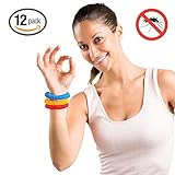 Hoontâ„¢ Natural Mosquito Repellent Stretchable Wristband - Pack of 12 / Powerful Indoor & Outdoor Protection - Special Formulated Natural Plant-derived Ingredients - (Assorted Colors)