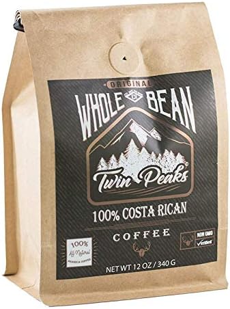Twin Peaks Coffee Costa Rican Whole Bean Coffee, 12 Ounce Bag