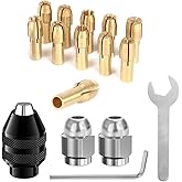 Saipor 16PCS Drill Chuck Collet Set, 4486 Keyless Quick Change Chuck Rotary Tool with Replacement 4485 Brass Collet Nut Set (
