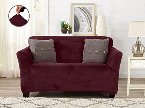 image for Great Bay Home Modern Velvet Plush Strapless Slipcover. Form Fit Stret