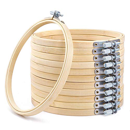 WOWOSS 12 Pieces 6 Inch Embroidery Hoop Set Bamboo Circle Cross Stitch Hoop Ring for Embroidery and Cross Stitch - Thumbnail 7