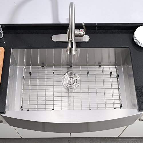 Hotis Commercial Stainless Steel 30 Inch 16 Gauge10 Inch Deep Drop In Undermount Single Bowl Farmhouse Apron Front Kitchen Sink, Deep Basin Sink with Drain and Dish Grid - Thumbnail 3