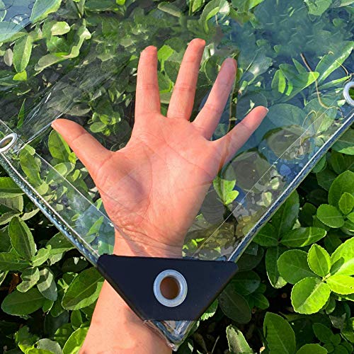 2.4x2 m transparent tarpaulin with eyelets and fabric reinforced edges, 200 μm tarpaulin Multipurpose plastic, Tarp transparent PVC weatherproof, Perfect for garden, Outdoor, gazebo, balcony, pet cage