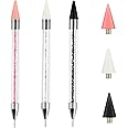 Wax Pencil for Rhinestones Acrylic Handle Dual End Rhinestone Picker Dotting Pen with Extra 3 Wax Pen Tips Crystal Gemstone A