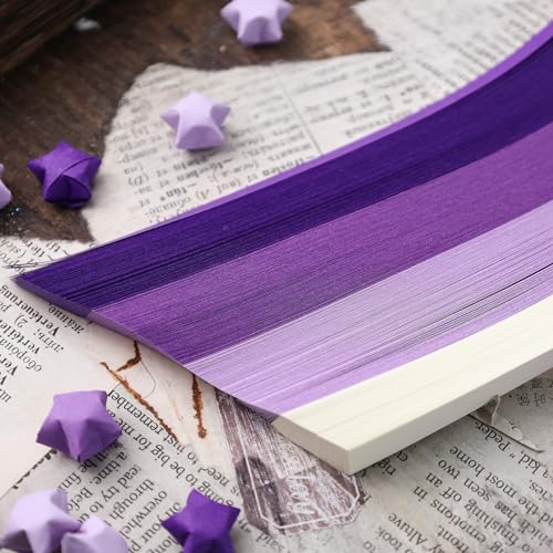 MCPINKY 1080 Sheets Star Origami Paper, Purple Star Paper Strip Double Sided Origami Stars Paper Lucky Star Paper for DIY Crafts Art School Supply