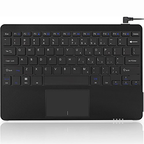 Tablet Keyboard, Jelly Comb Ultra Slim Wired Keyboard with Touchpad for Surface Pro 2017 / Pro 4 / Pro 3, Laptop, Android Phone Tablet, Samsung etc, Leather Cover, Black