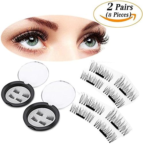 3D Magnetic Eyelashes Reusable False Eyelashes, Fake Lashes Extension for Natural , Reusable Perfect, Ultra Thin, Handmade - 2 Pairs 8pcs