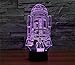 Padaday Space Ship Star Wars Force Awaken R2-D2 Robot Children Bedroom Decorative with Built in 7 Color Change LED USB Touch