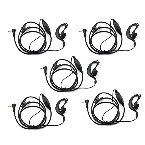 Raogoodcx® G Shape Clip-Ear Headset/Earpiece Mic for Motorola Talkabout 2 Two Way Radio Walkie Talkie MH230R MR350R MS350R MT350R MH230TPR MD200R FRS（Pack of 5）