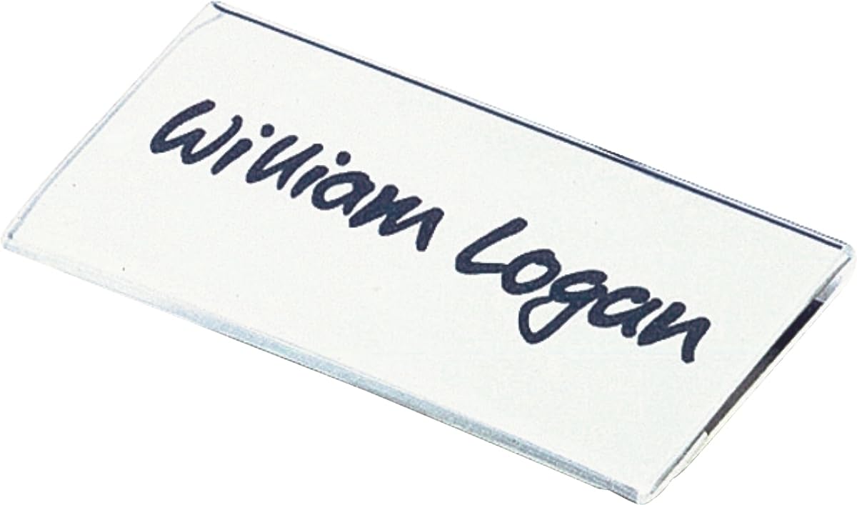 Durable Acrylic Clip & Pin Name Tag Badge Holders + Inserts - 25 Pack - 40x76mm - East to Attach and Use - Perfect for Events and Exhibitions
