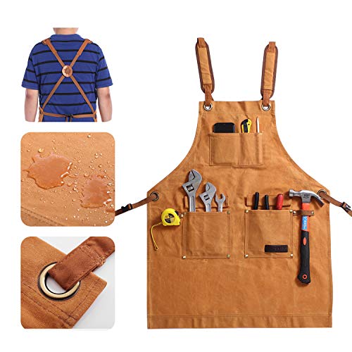 MSSOHKAN Tool Apron for Men with Pockets Woodworking Apron with