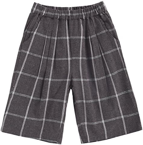 ARRIBADA Summer Boys' Cotton Elastic Waistband Plaid Pull-On Cargo Short