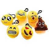 Nuoxinus Emoji Keychain Mini Cute Plush Toys Handbag Key Chains, Bags Backpack Accessories for Women Men Teens Girls Boys Kids (Set of 6, 2.4 inch)