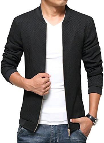 LOVECC Men's Jacket Stand Collar Slim Fit Casual Solid Outdoor Coats Black 3XL