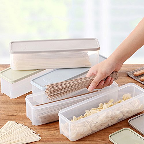 Afco Strip Noodle Storage Box Refrigerator Food Container Drawer Kitchen Food Rack size 30cm x 8.2cm x 8cm (Khaki)