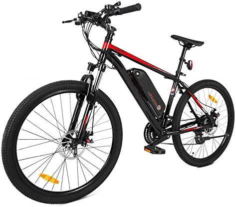 Zaplue 2018 Newest 26 Inch Electric Mountain Bike with Removable 36V 8Ah LG Lithium-Ion Battery for Adults, Shimano 21 Speed Shifter
