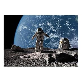 Wall26 - Spaceman Exploring a Planet with Earth in The Background- Wall Mural, Removable Sticker, Home Decor - 66x96 inches