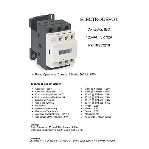 Contactor Pole 120V Motor Lighting