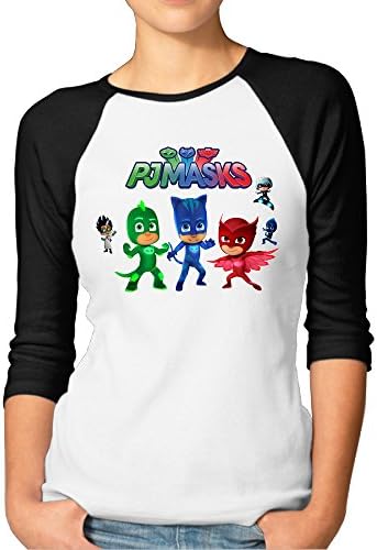 SZTTBD Women's Pj Masks Casual 3/4 Length Sleeve Baseball T Shirts Black