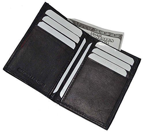 New Slim Thin Mens Bifold Genuine Leather Id Wallet Black Card Holder 71