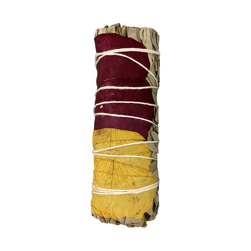 VIE Sage Smudge Stick 4" (White Sage, Red and Yellow Rose Petals 4") — image 1