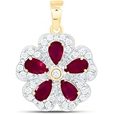 Jewels By Lux 14K Yellow Or White Or Rose Gold 1/3Cttw Natural Diamond Pear Gem Flower Pendant