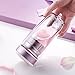 Double Wall Glass Water Bottle, ONEISALL Glass Tea Tumbler Infuser Bottle & Strainer, Fits Car Holder, Heat Resistant, 12.8 Ounce (Rose Gold)