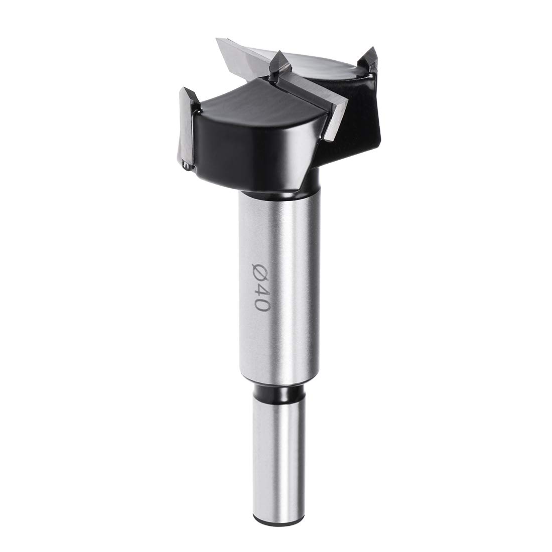 Sourcingmap Forstner Drill Bits 40mm, Tungsten Carbide Wood Hole Saw Auger Opener, Woodworking Hinge Hole Drilling Boring Bit Cutter (Black, Silver Tone)