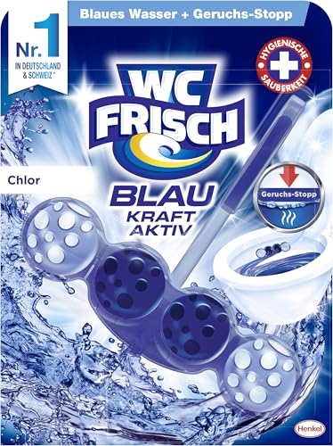 WC FRISCH Kraft Aktiv Blauspüler Chlor (10er Pack), WC Reiniger mit innovativer Geruchs-Stopp-Formel, Duftsteine für extra Frische und eine sichtbare Reinigung thumbnail 2