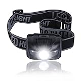 Noza Tec Led Headlamp Flashlight, CREE XPE with 2 Red LED, Powered by Batteries, Waterproof Headlight for Reading Outdoor Running Camping Backpacking Fishing Hunting Climbing Walking Jogging (Black)