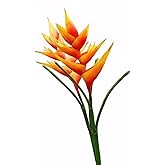 AtHomeYuyue 2pcs Artificial Heliconia 33.5" Long Stem Latex Faux Bird of Paradise Fake Tropical Flowers for Vase Bouquets Home Office Wedding Decor(Orange)