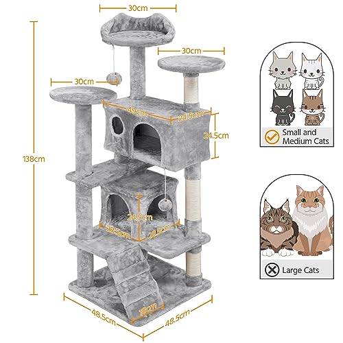 Yaheetech 54in Cat Tree Cat Tower W/Scratching Posts, Double Condos And