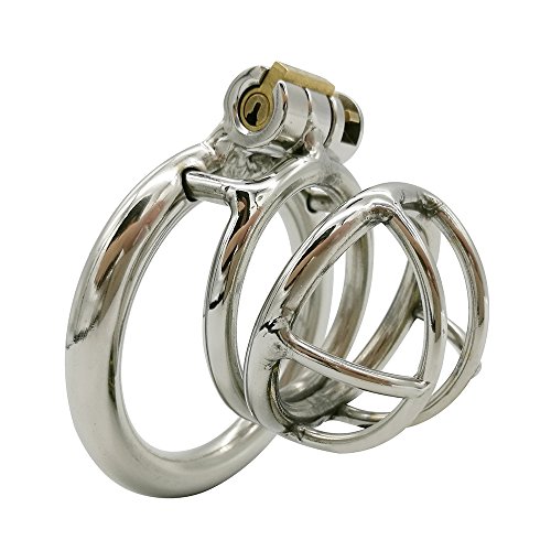 Happygo Re-improve Stealth Convenient Lock Male Chastity Device, Hypoallergenic Stainless Steel Cock Cage, Penis Ring, Virginity Lock, Chastity Belt, Adult Game Sex Toy (1.57 inch/ 4.0cm)