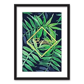 Framed Green Leaves Black Picture Frames White Matting
