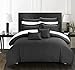 Chic Home Khaya Down Alternative Jacquard Striped Comforter Set, Bedding Basics, King, Black