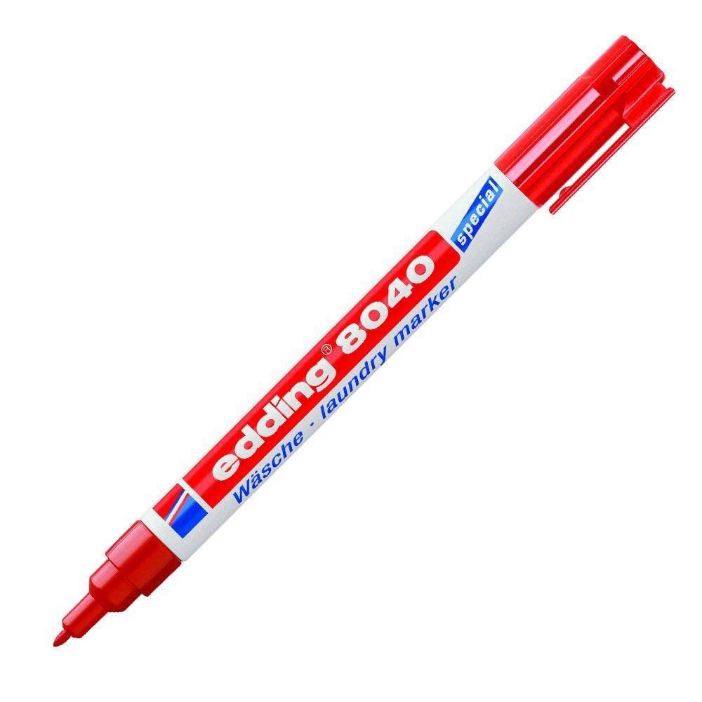 edding 8040 laundry marker - red - 1 pen - round nib 1 mm - textile marker for labelling clothes, wash-resistant at 95°C - laundry pen