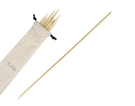 Somani 16 inches 5 mm Heavy Duty Bamboo Skewer | BBQ Skewer | Potato Twister Stick | Long Wooden Skewer (Pack of 25)