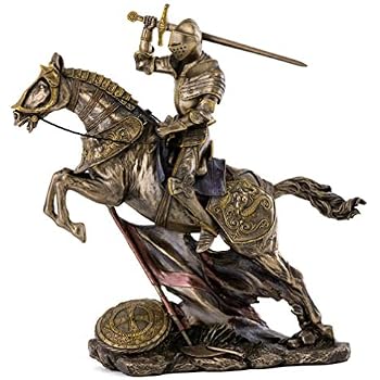 Maltese Crusader Knight Bookend - Bronze Finish Resin Statue 7 5/8 Inch