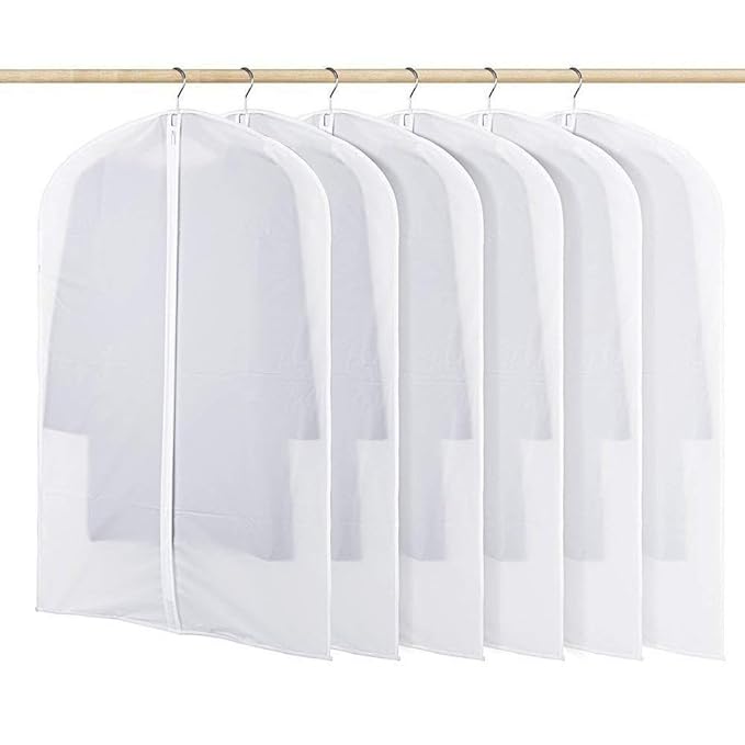HOMMINI Fundas para Trajes,Fundas Ropa,Cremallera Completa, 60 * 80cm / 6Pzs, Fundas Chaquetas Plástico Anti-Polvo y Impermeable (Haga su Vida de hogar o Viaje más Sencilla y ordenada