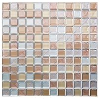 Yoillione 3D Mosaic Tile Sticker Removable Wallpaper Tile Coffee, 3D Self Adhesive Wall Tiles Bathroom Wall Tiles for Kitchen Backsplash Coffee, PVC Square Decorative Vinyl Tile Decals, 4 Sheets