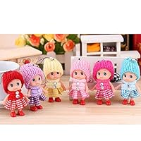 6 PCS Tiny Dolls, Silicone Princess Mini Doll for Girls, DIY Miniature Dollhouse Kit with Miniature Clothes, Decoration Little Dolls Christmas Festival Reborn Baby Stuff Gift & Bag Accessories 8cm