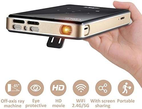 Mini portable Projector CHUNNUO S905 CPU 2/16G Projectors DLP Pico Android Pocket Smart Wireless Bluetooth WIFI Projectors Support 4K HD Video HDMI TF Card for Family Entertainment Business Office
