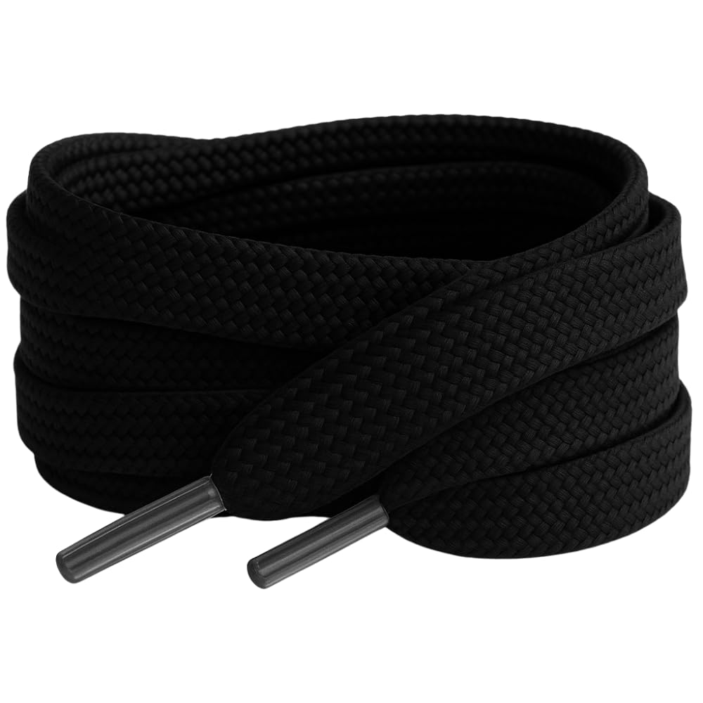 60cm / 23.5” Black Smart Laces® Flat Trainer Shoe laces ideal replacement laces for adults or kids Trainers sneakers athletic shoes boots Shoelaces