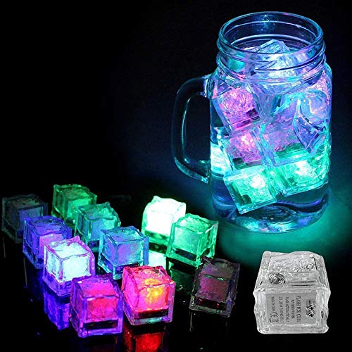 Light-up LED Ice Cubes Drinks Wine Whiskey Cocktail Decorating Supplies 12 Pack Color Changing Light,LED Ice Cubes Liquid Sensor Water Activated Glowing, Party Christmas Wedding Decoration Gift