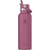 HYDRO FLASK - Standard Mouth Water Bottle 621 ml (21 oz) - Vacuum Insulated Stainless Steel Water Bottle with Flex Straw Cap - Reef