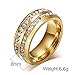 FuZhiBang NL10 Mens Womens 8MM Titanium Stainless Steel High Polished 18K Gold Plated Channel Set Cubic Zirconia CZ Promise Engagement Band Unisex Gold Wedding Ring Comfort Fit, Size 6-13 (8, Gold)
