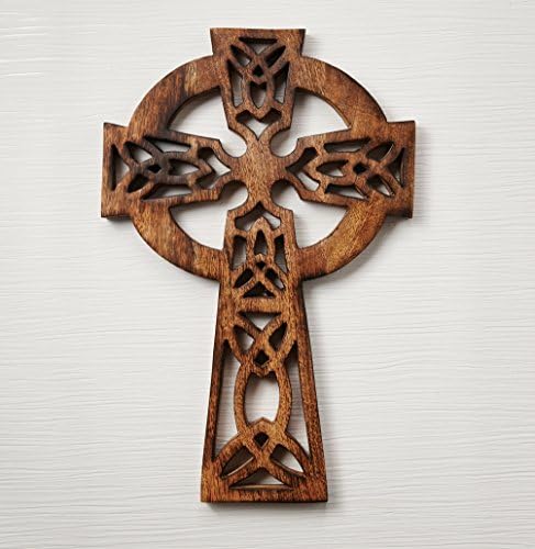 Eximious India Decorative Crucifix Wooden Wall Cross Art Plaque Handmade for Church Or Home Décor 16.5" x 11"